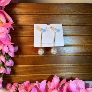 Fashion Jewelry Imitation Pearl Drop Earrings, Gold Tone Plated